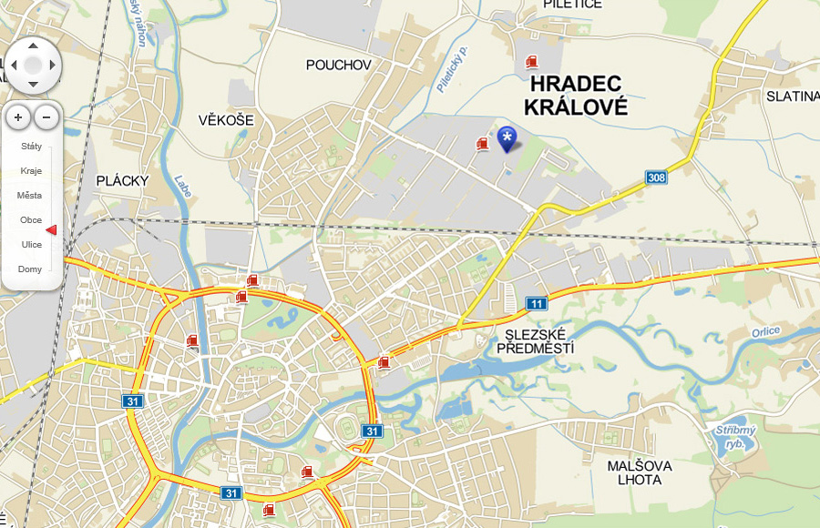 mapa Megas Hradec Králové